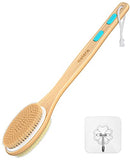 Metene 2 Pack Shower Brush with Soft and Stiff Bristles, Bath Dual-Sided Long Handle Back Scrubber Body Exfoliator for Wet or Dry Brushing