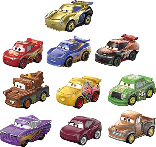 Mattel Disney Pixar Cars Mini Racers Derby Racers Series 10-Pack, Small metal movie vehicles for competition and story play, wide character variety, authentic details